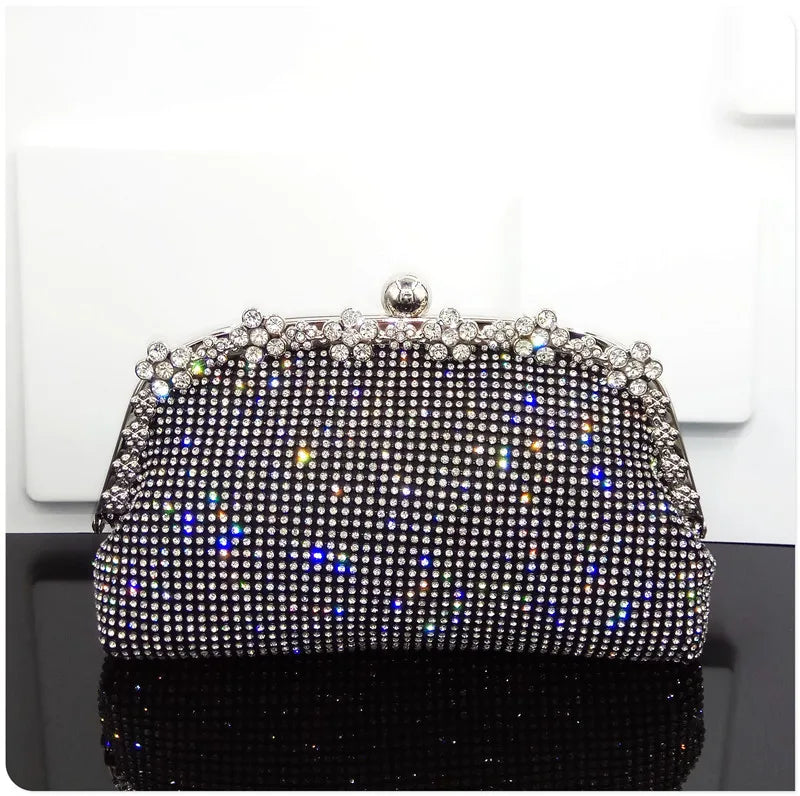 Shinny Clutch Bag Glitter Wedding Evening Bags With Rhinestone