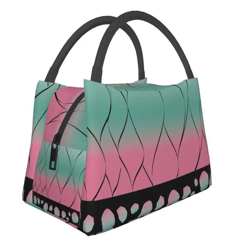 Shinobu Pattern Insulated Lunch Bag for Work Office Demon Slayer Cooler Women