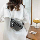 Diamonds Fanny Pack Women Waist Bag PU Leather Shoulder Crossbody Travel Hip Bag