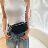 Diamonds Fanny Pack Women Waist Bag PU Leather Shoulder Crossbody Travel Hip Bag