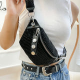 Diamonds Fanny Pack Women Waist Bag PU Leather Shoulder Crossbody Travel Hip Bag