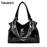 Sequins Women Handbags Chain Shoulder Bags for Women Leather KL715