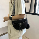 Rhinestone Women's Chest Pack Crossbody Bags PU Leather Fanny Pack