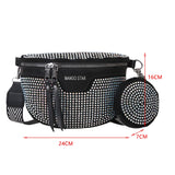 Rhinestone Women's Chest Pack Crossbody Bags PU Leather Fanny Pack