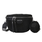 Rhinestone Women's Chest Pack Crossbody Bags PU Leather Fanny Pack