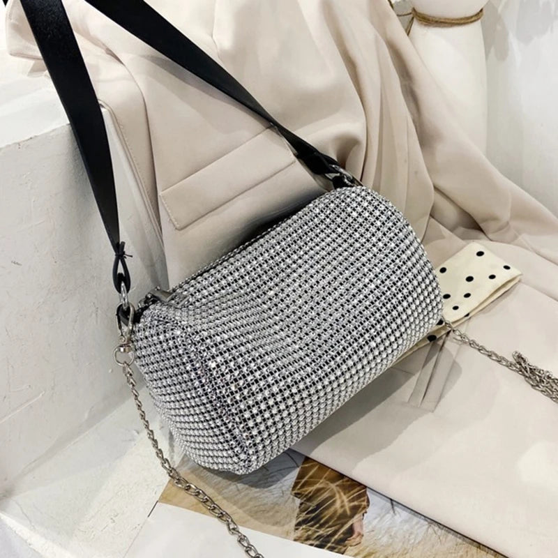 Crossbody Bag Women Chain Bag Diamond Sequin Lock Small Square