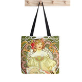 Alphonse Mucha Seasons Printed Tote Bag Women Harajuku Shopper