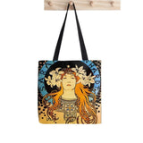 Alphonse Mucha Seasons Printed Tote Bag Women Harajuku Shopper