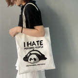 Canvas Shopping Bag Panda Sloth Print Large-capacity Eco Bag
