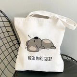 Canvas Shopping Bag Panda Sloth Print Large-capacity Eco Bag
