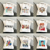 ATEEZ Kpop Hip Hop Hipster Print Shopping Bag Eco Canvas Tote Hand Bag