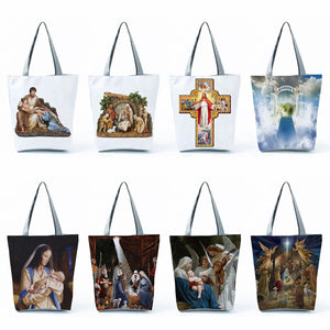 Large Capacity Foldable Mom Baby Printed Tote Bag Abstract Art