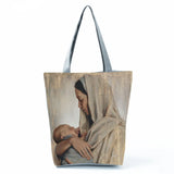 Large Capacity Foldable Mom Baby Printed Tote Bag Abstract Art