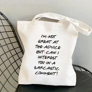 Sarcastic Tote Bag Harajuku Shopper Handbag Canvas Bag