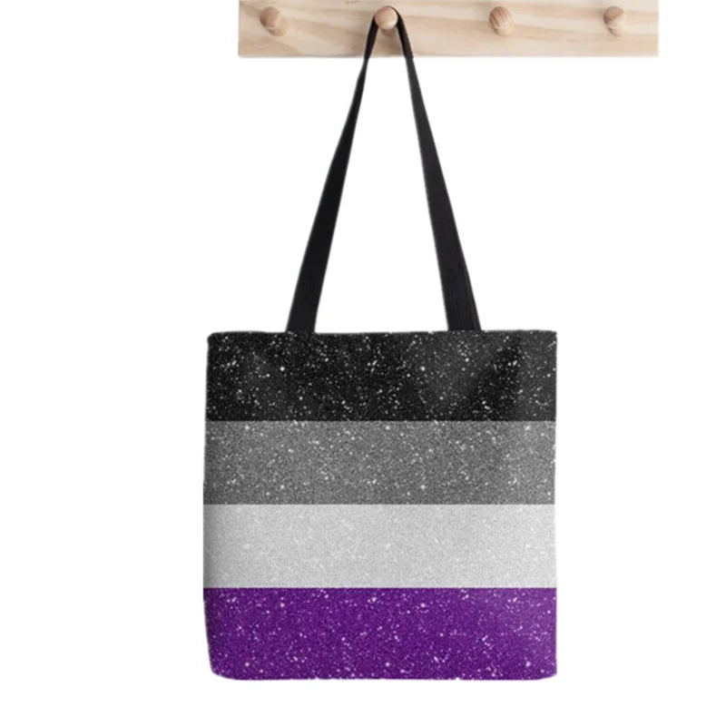 Rainbow Flag Tote Bag Harajuku Shopper Handbag Canvas Lady Bag