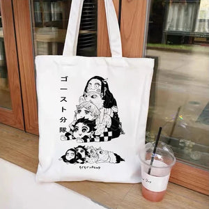 Demon Slayer Eco Foldable Tote Bag Harajuku Shoulder Bags