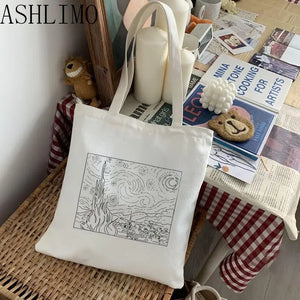 Van Gogh Oil Printing Kawaii Bag Harajuku Women Shopping Bag