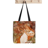 Vintage Alphonse Mucha Art Tote Bag Harajuku Canvas Shopper