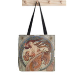 Vintage Alphonse Mucha Art Tote Bag Harajuku Canvas Shopper