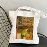 Watercolor Printed Tote Bag Harajuku Shopper Handbag Lady Canvas Bag