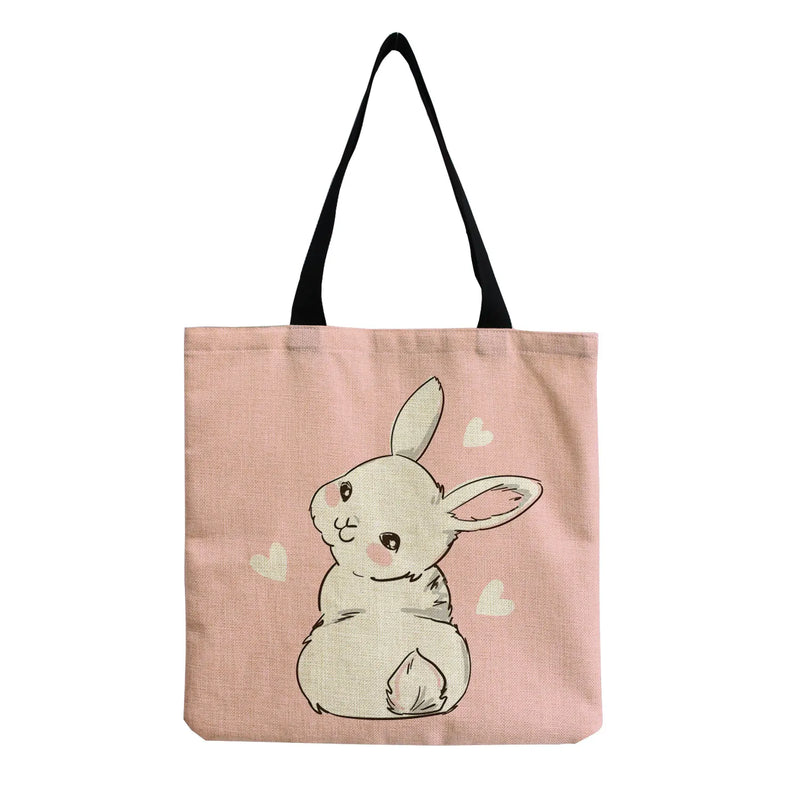 Rabbit Print Travel Shoulder Bag Eco-Friendly Women's Tote