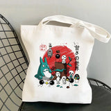 Totoro Anime Print Grocery Tote Bag Reusable Large Capacity Women Bag