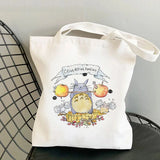 Totoro Anime Print Grocery Tote Bag Reusable Large Capacity Women Bag