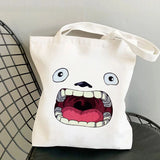 Totoro Anime Print Grocery Tote Bag Reusable Large Capacity Women Bag