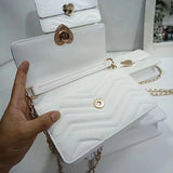 Leather Envelope Bag with Chain Strap for Women