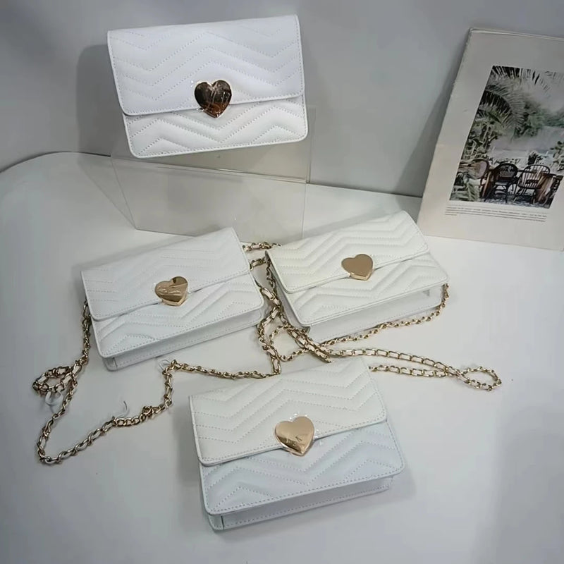 Leather Envelope Bag with Chain Strap for Women