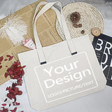 Eco Foldable Shopper Bag Beige Print Canvas Tote Bag Unisex Travel