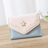 Small Leather Women Wallet Floral Lady Short Purse
