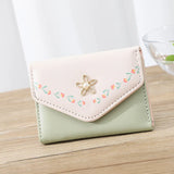 Small Leather Women Wallet Floral Lady Short Purse