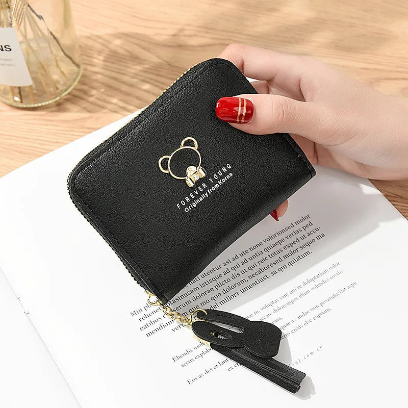 Short Tassel Wallet Mini Purse for Women Students Lovely Small Wallet