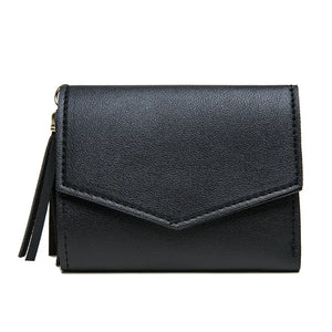 Short Wallets Women Foldable PU Leather Money Bag Photo Holder Tassel