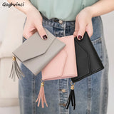 Short Wallets Women Foldable PU Leather Money Bag Photo Holder Tassel
