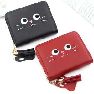 Short Women Wallets with Tassel Hasp Coin Purse