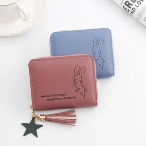 Short Women Wallets Love Tassel Hasp Coin Purse Card Holder Female Clutch Money