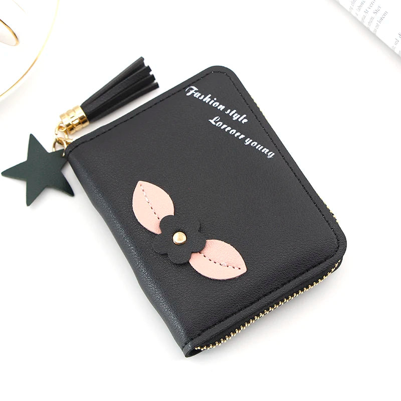 Short Women Wallets Love Tassel Hasp Coin Purse Card Holder Clutch