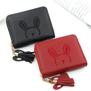 Short Women Wallets Tassel Hasp Coin Purse Card Holder Clutch Money Bag