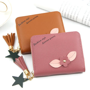 Short Women Wallets Love Tassel Hasp Coin Purse Card Holder Clutch