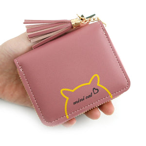 Short Women Wallets Love Tassel Hasp Coin Purse Card Holder Female