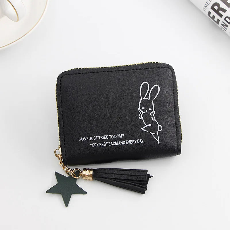 Short Women Wallets Love Tassel Hasp Coin Purse Card Holder Female Clutch Money