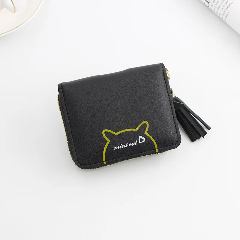 Short Women Wallets Love Tassel Hasp Coin Purse Card Holder Female