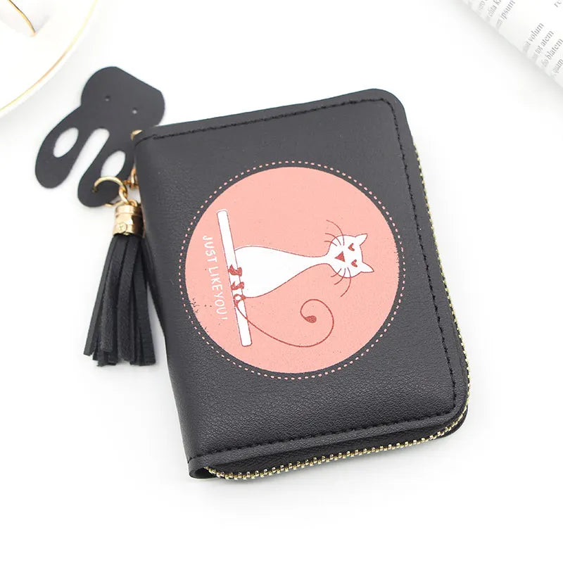 Short Women Wallets Love Tassel Hasp Coin Purse Card Holder Female Clutch Money