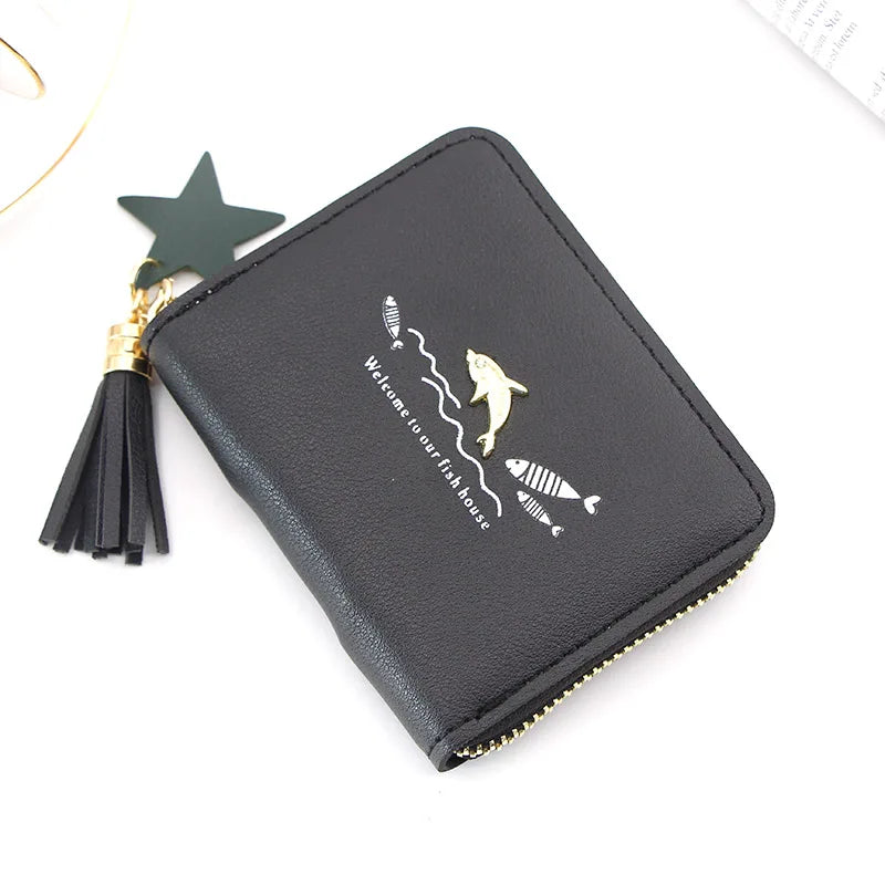 Short Women Wallets Tassel Hasp Coin Purse Card Holder Female Clutch Money Bag