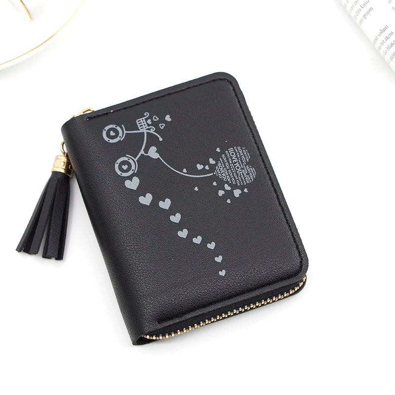 Short Women Wallets Tassel Hasp Coin Purse Female Clutch