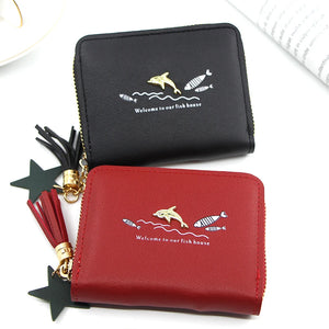 Short Women Wallets Tassel Hasp Coin Purse Card Holder Female Clutch Money Bag