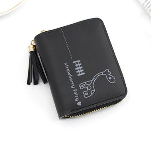 Short Women Wallets Love Tassel Hasp Coin Purse Card Holder Female Clutch Money