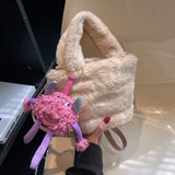 Faux Fur Shoulder Tote Bag for Women Winter